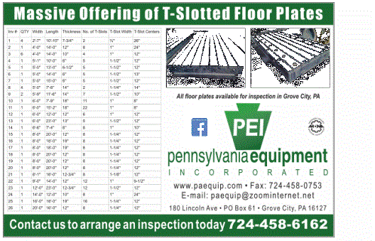 CLICK HERE FOR LARGER AD - Massive Offering of T-Slotted Floor Plates